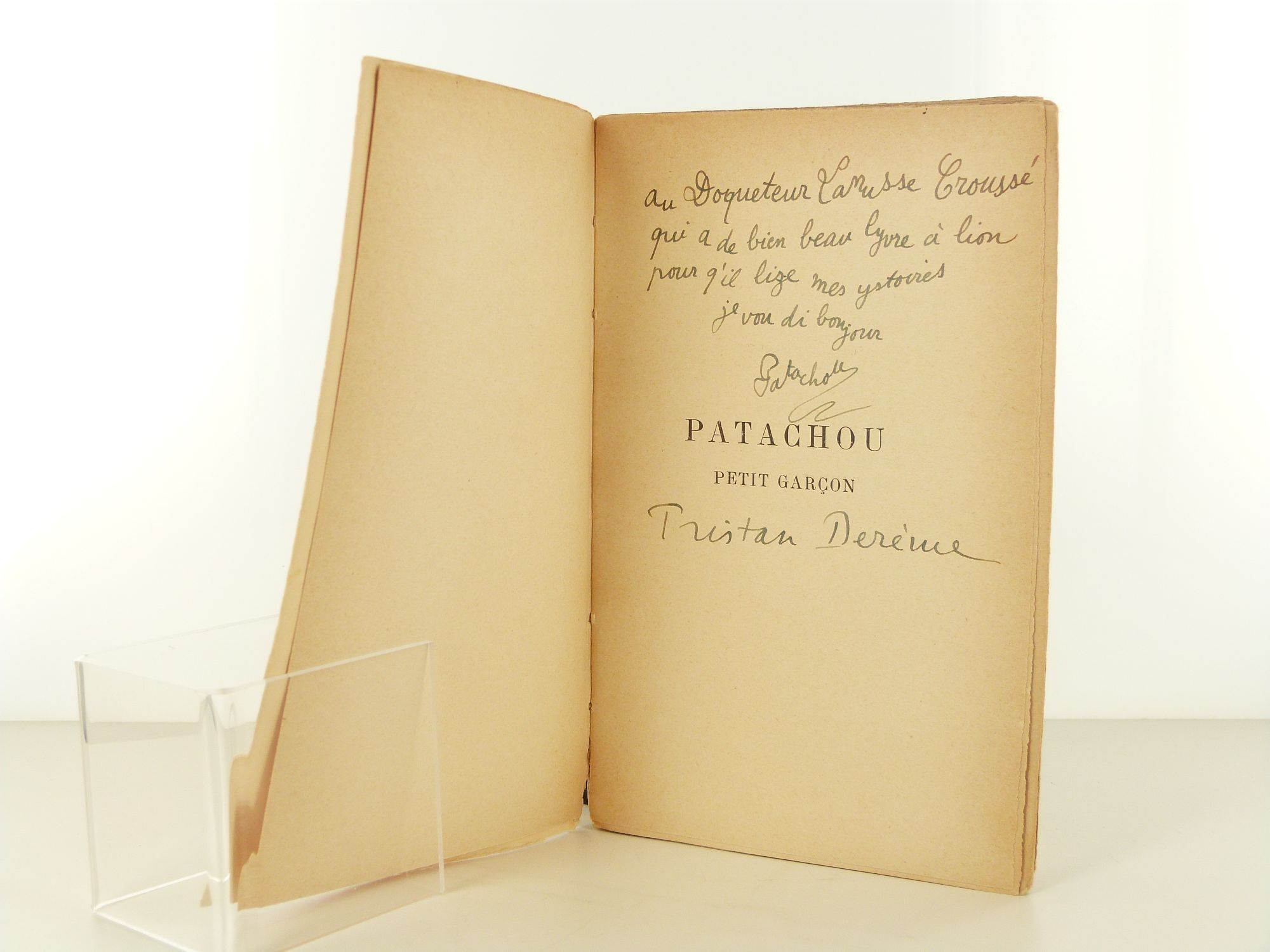 Envoi autographe de Tristan Derème pour Patachou petit garçon - Edition originale