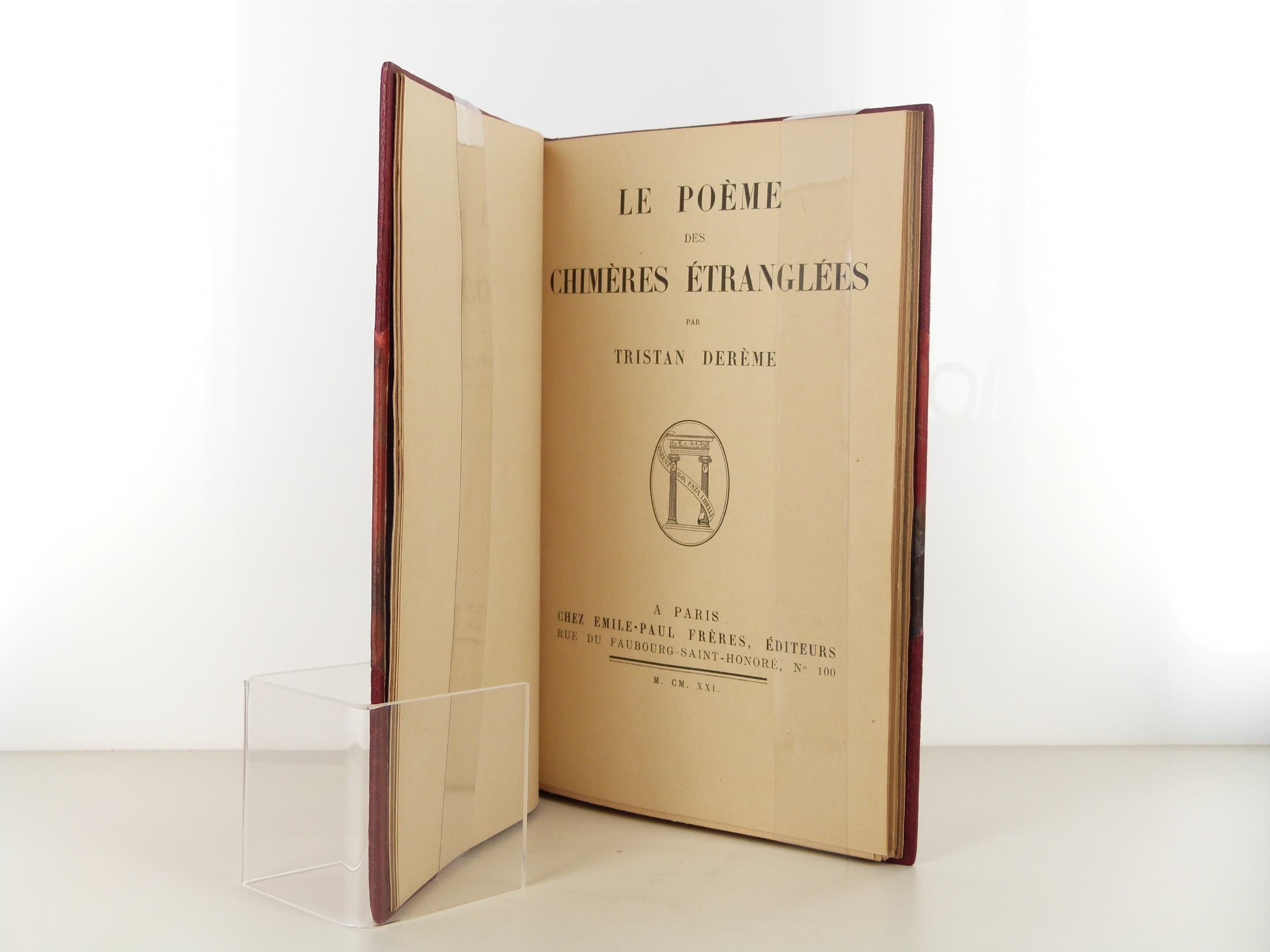Page de titre de l'édition originale du Poème des chimères étranglées de Tristan Derème