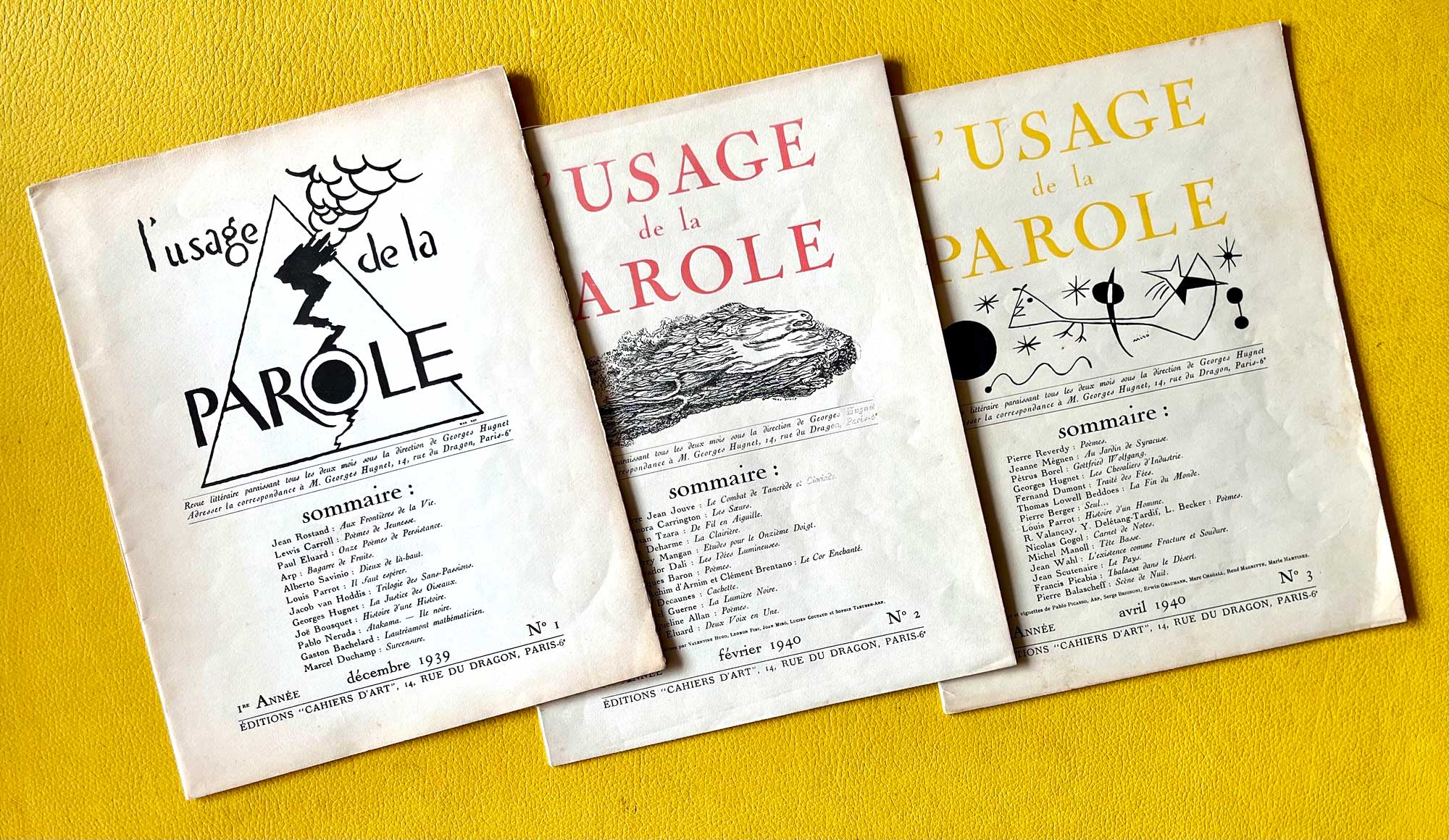 L'Usage de la parole - revue - Georges Hugnet