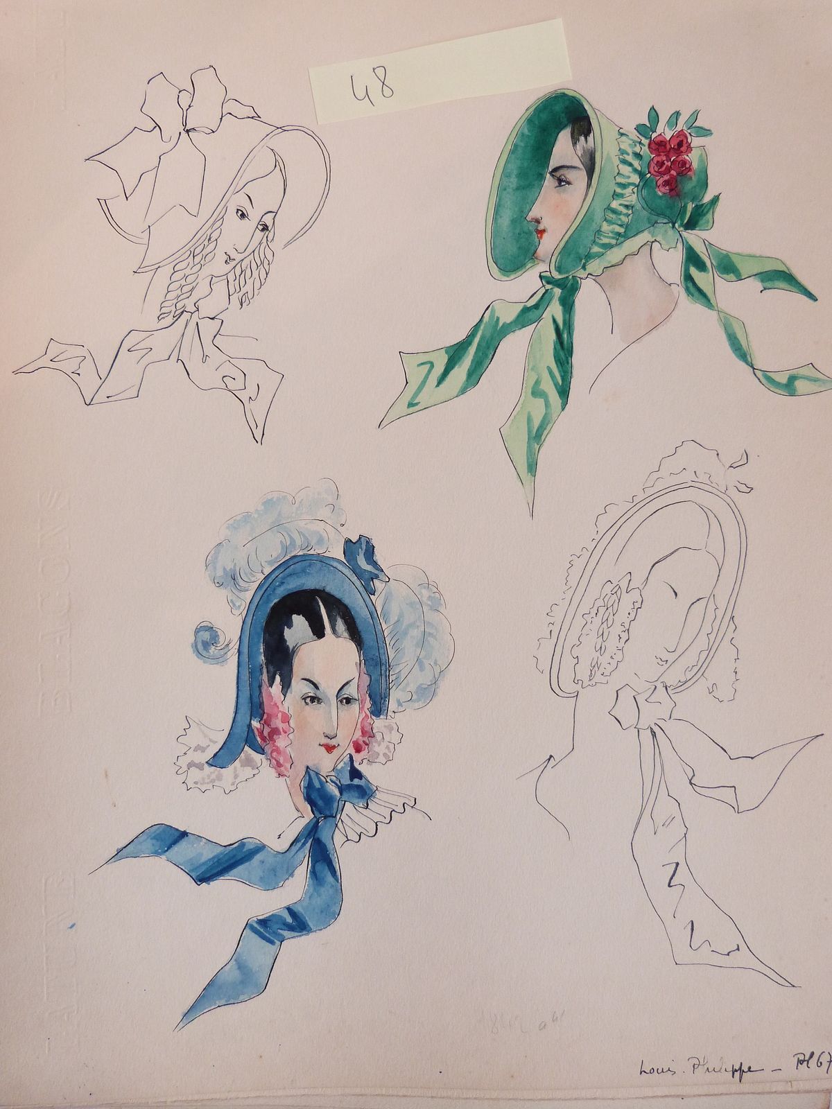 Histoire de la coiffure féminine française et de tout ce qui concerne la tête en général (chapeaux, cheveux, maquillage, parfum).