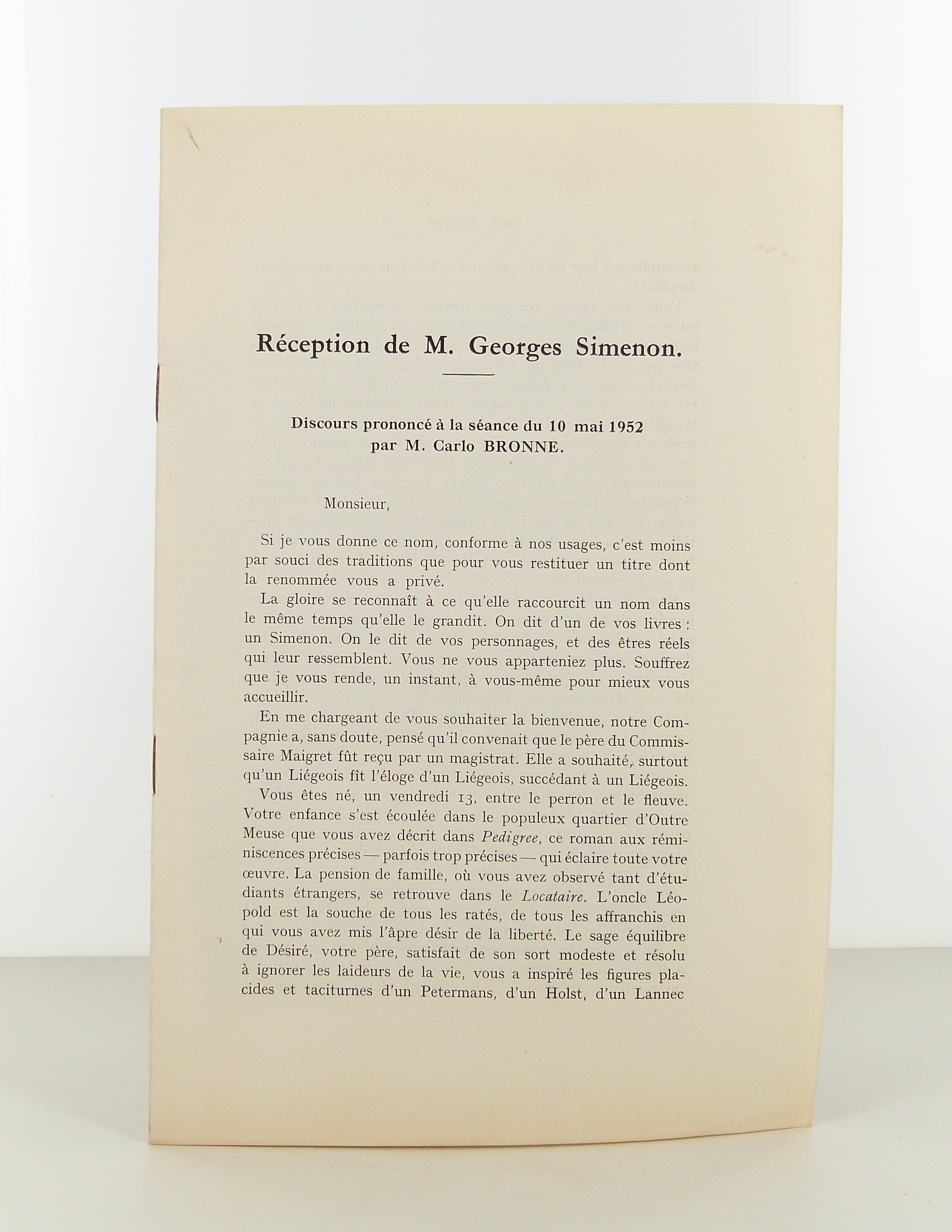 Réception de M. Georges Simenon